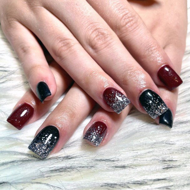 Maroon And Black Girls Nail Ideas