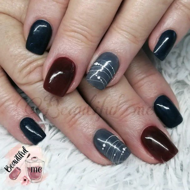 Maroon And Black Womens Feminine Maroon And Black Nails