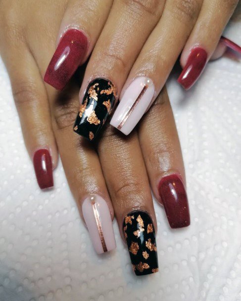 Maroon And Black Womens Nail Designs