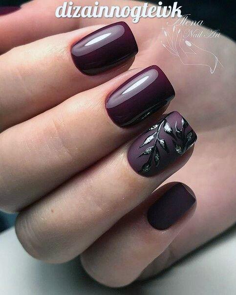 Maroon And Black Womens Nail Ideas