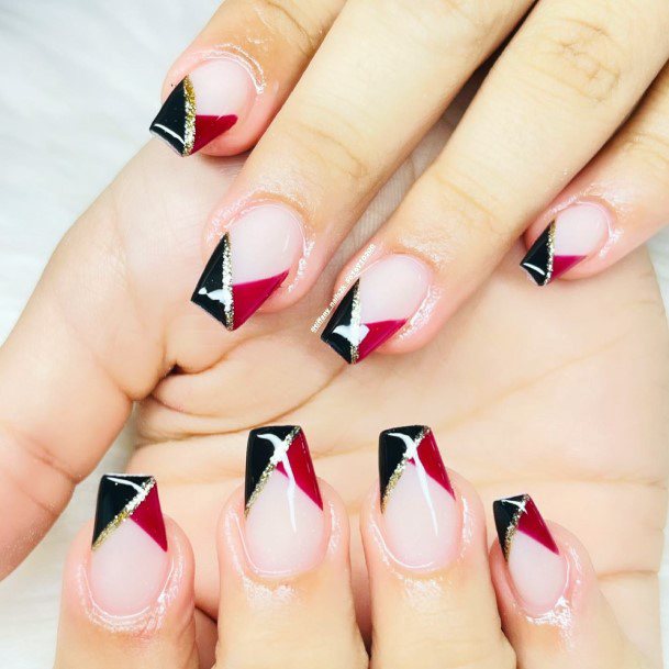 Maroon And Black Womens Nails