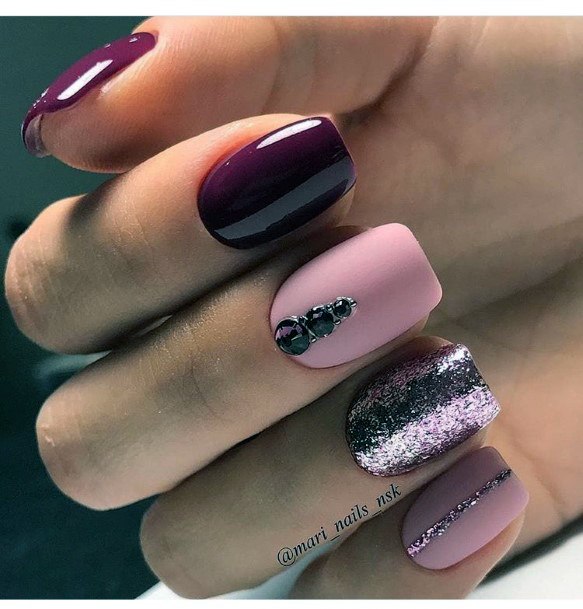 Maroon And Pink Nail Design Inspiration For Women