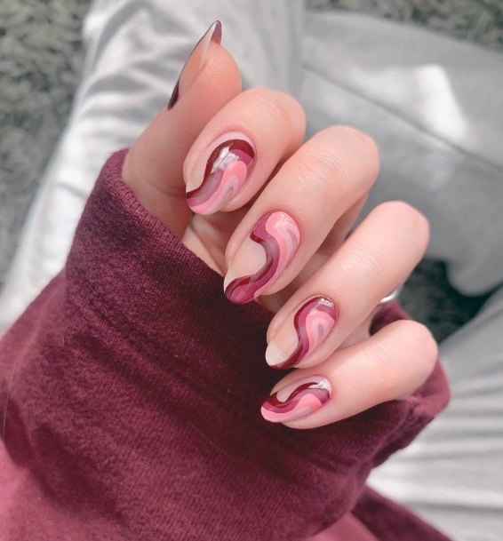 Maroon And Pink Nails For Girls