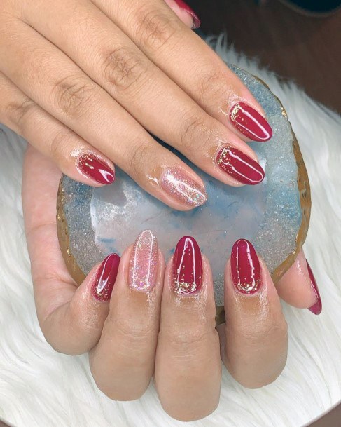 Maroon And Pink Womens Nail Designs