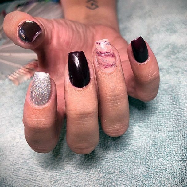 Maroon And Pink Womens Nails