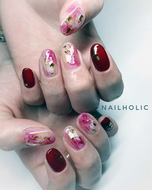 Maroon And Pinkic Womens Maroon And Pink Nail Designs