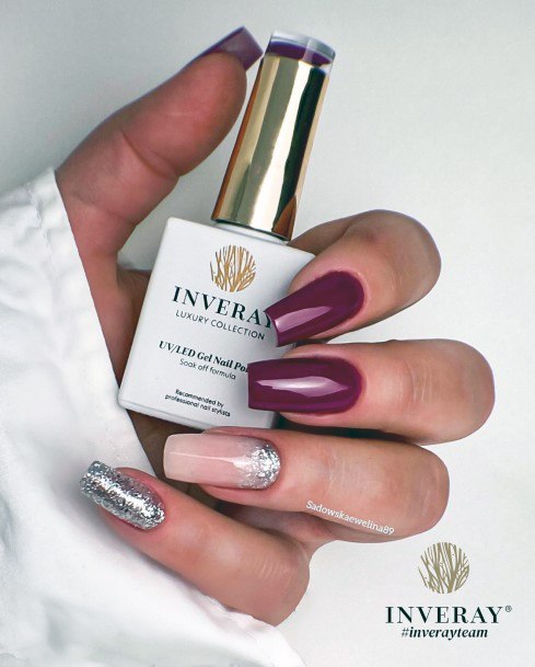 Maroon And Silver Nail Feminine Designs