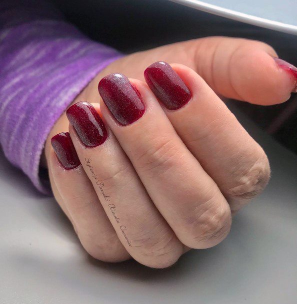 Maroon And Silver Womens Nail Ideas