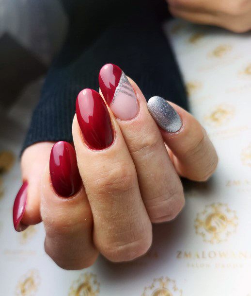 Maroon And Silveric Womens Maroon And Silver Nail Designs