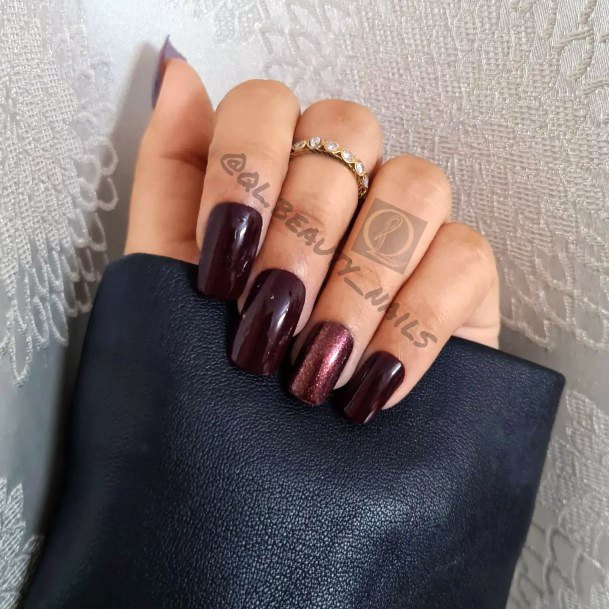 Maroon Glitter Nails Feminine Ideas