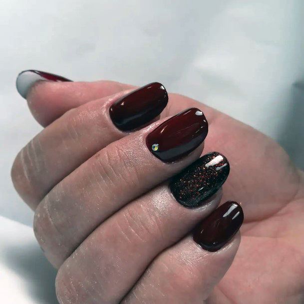 Maroon Glitter Womens Feminine Maroon Glitter Nails