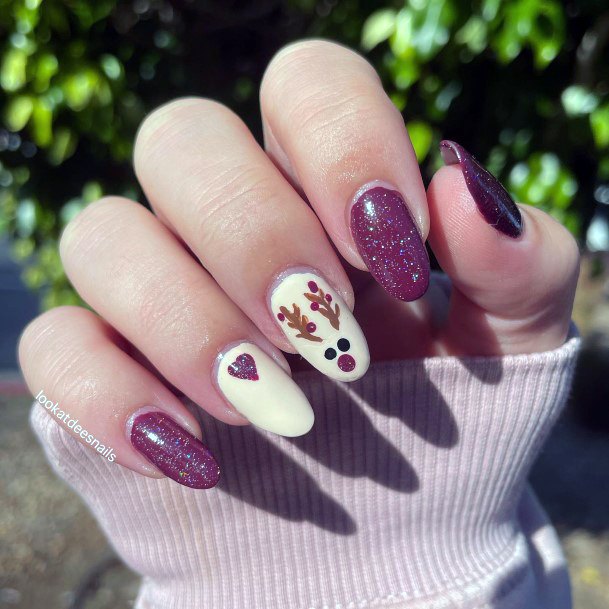 Maroon White Girls Nail Ideas