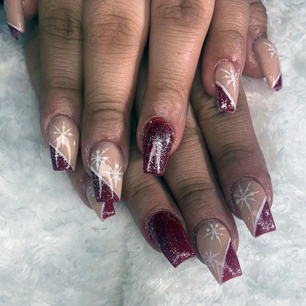 Maroon White Nail Design Inspiration For Women