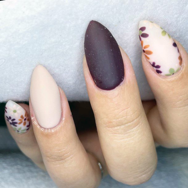 Maroon White Nails Feminine Ideas