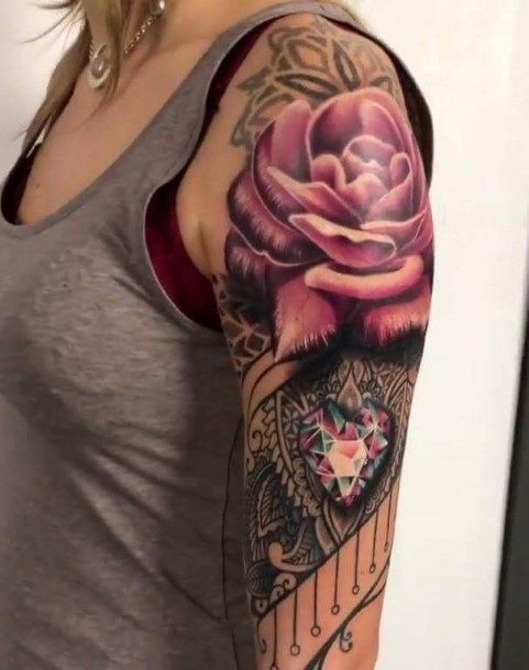 Marvellous Rose Tattoo Womens Arms
