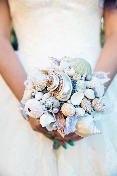 Marvelous Aquatic Sea Shell Wedding Bouquet Inspiration Beach