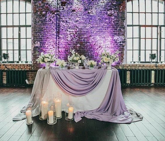 Marvelous Purple Light Brick Wall Amazing Table Cloth Decor Inspiration For Wedding