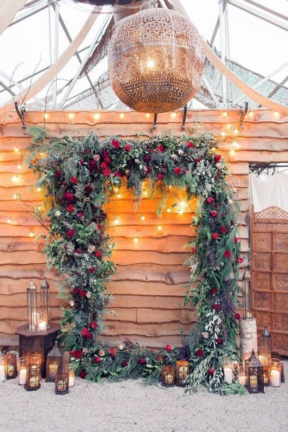 Marvelous Winter Wreath Arch Lovely Candles Rustic Lantern Backdrop For Weddings