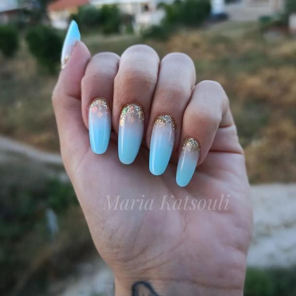 Marvelous Womens Nails Blue And Gold