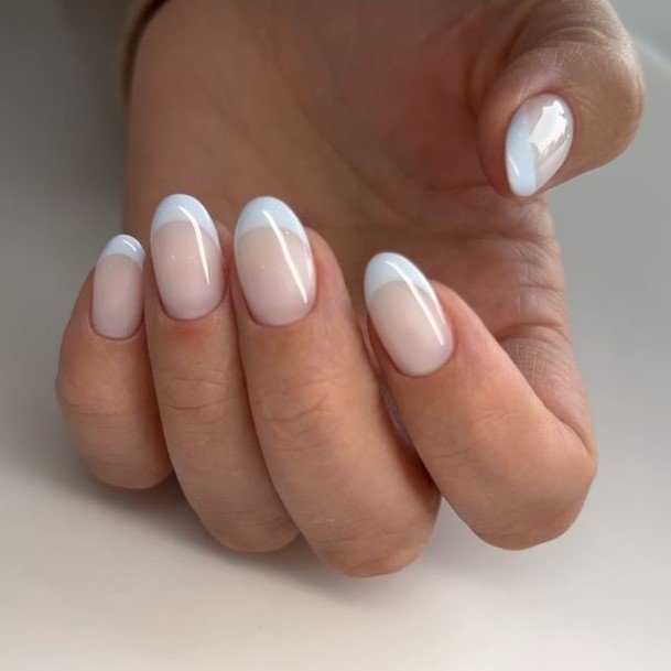 Marvelous Womens Nails Blue French Tip