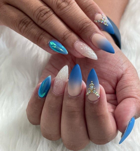 Marvelous Womens Nails Blue Ombre