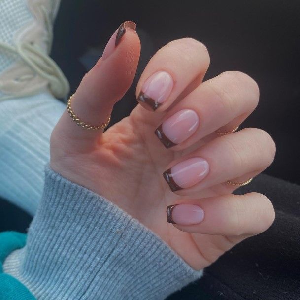 Marvelous Womens Nails Brown French Tip