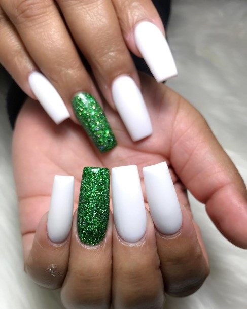 Marvelous Womens Nails Green And White