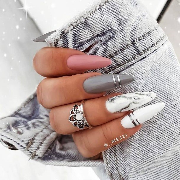 Marvelous Womens Nails Grey And White