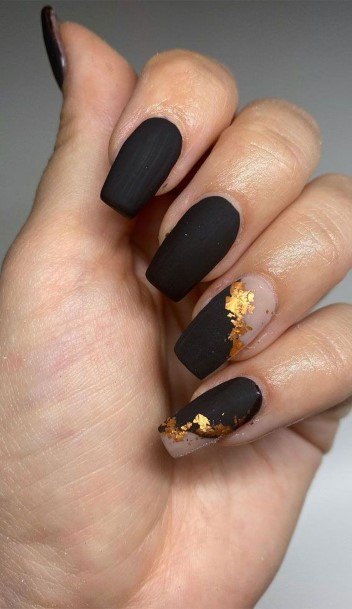 Marvelous Womens Nails Matte Black And Gold