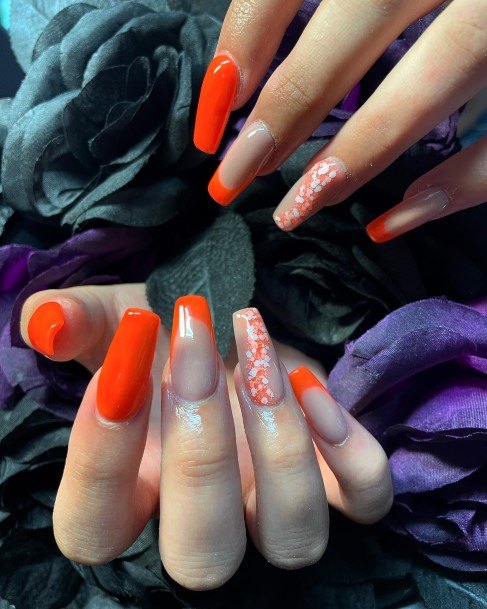 Marvelous Womens Nails Orange And White