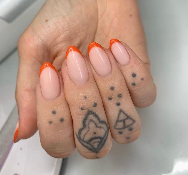 Marvelous Womens Nails Orange French Tip