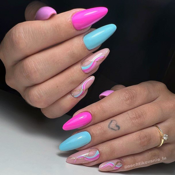 Marvelous Womens Nails Pink And Blue