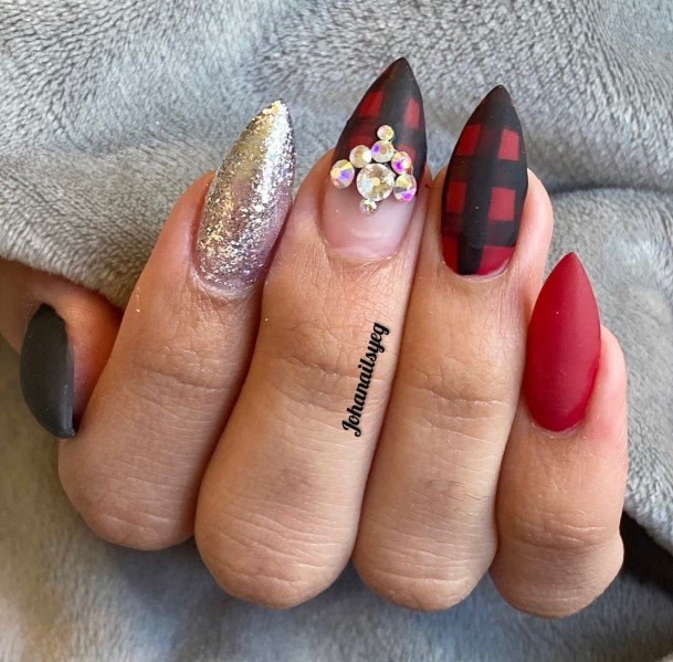 Marvelous Womens Nails Red And Black Matte