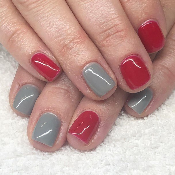 Marvelous Womens Nails Red And Grey