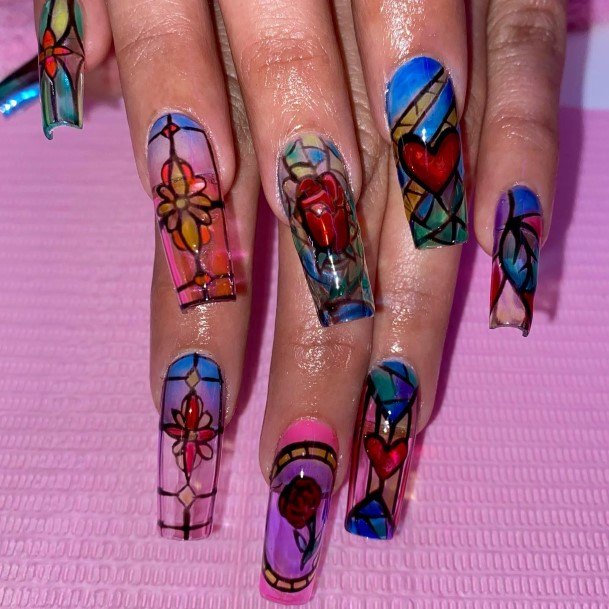 Marvelous Womens Nails Stained Glass