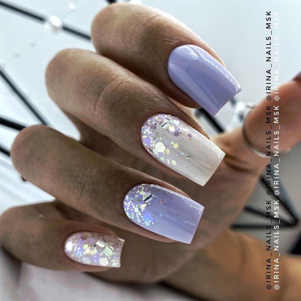 Marvelous Womens Nails White And Purple