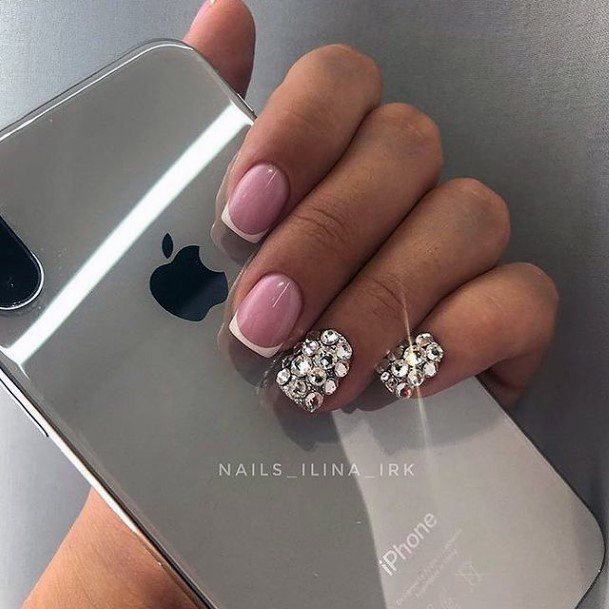 Marvelous Womens Nails White With Rhinestones