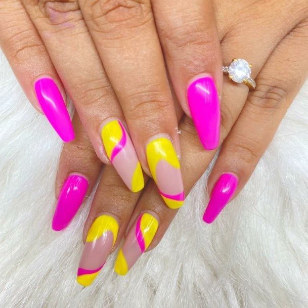 Marvelous Womens Nails Yellow And Pink