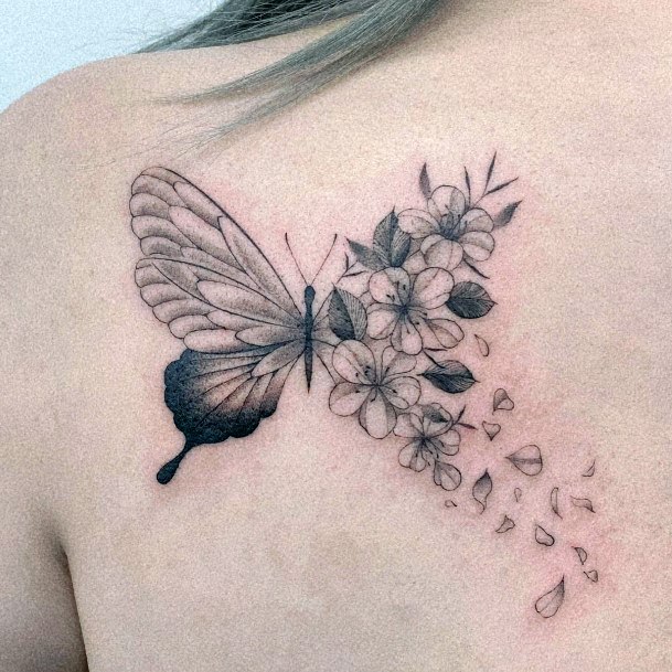 Marvelous Womens Tattoos Butterfly Flower