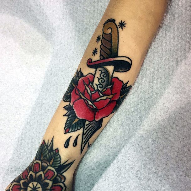 Marvelous Womens Tattoos Dagger Rose