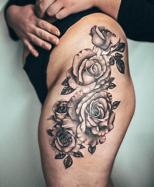 Marvelous Womens Tattoos Rose Thigh