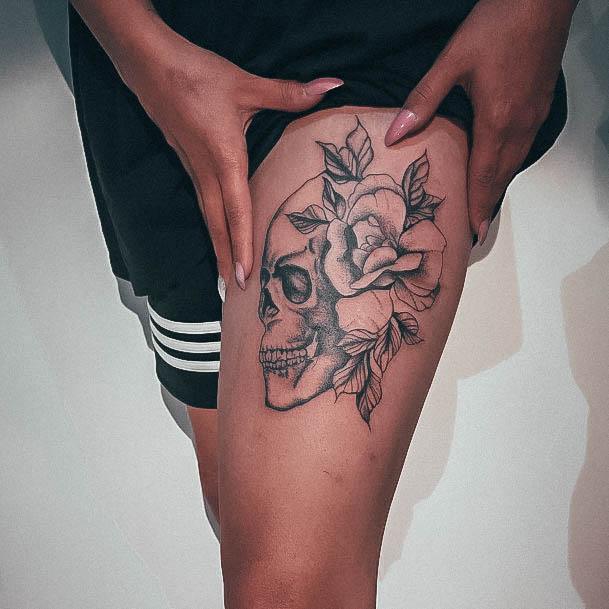 Marvelous Womens Tattoos Skull And Rose