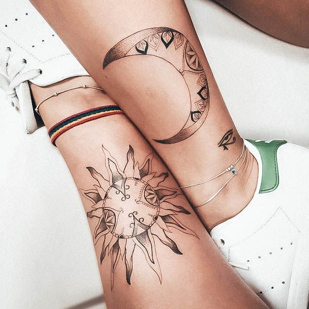 Marvelous Womens Tattoos Sun And Moon