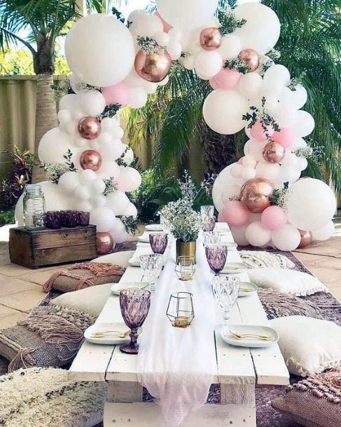 Marvewlous Pink White Wedding Baloon Decor Inspiration Stunning