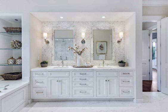 Master Bathroom Double White Bathroom Cabinet Ideas