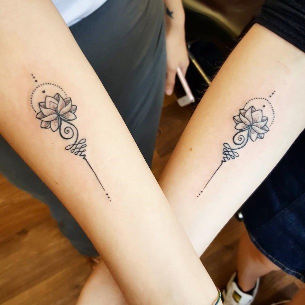 Matching Divine Lotus Tattoo Womens Forearms