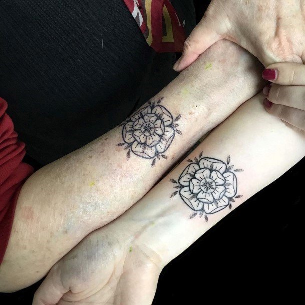 Matching Mandala Tattoo Womens Forearms