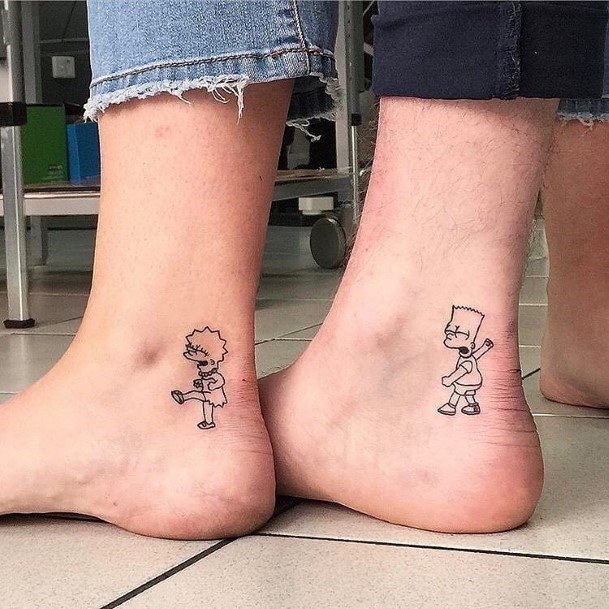 Matching Tattoo Ankles Women Simpsons