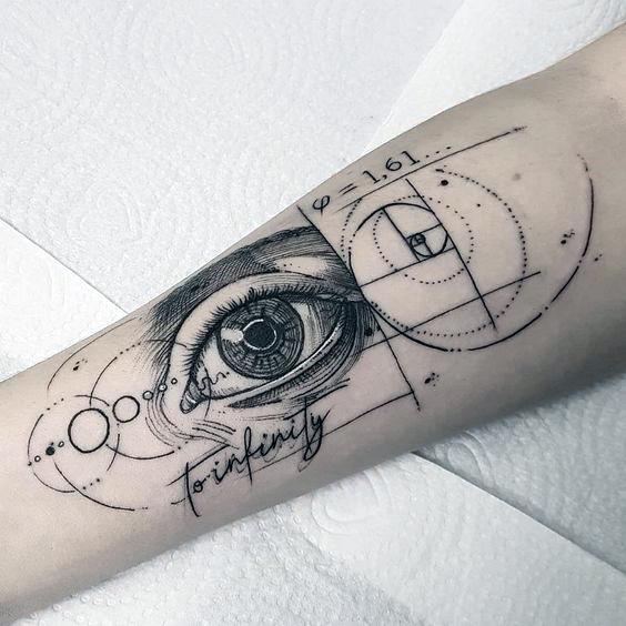 Mathematical Eye Tattoo For Women On Arms