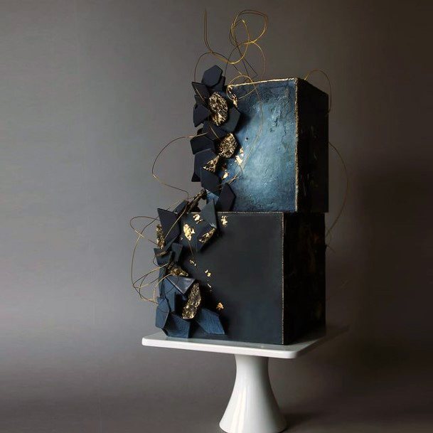 Matte Black Square Wedding Cake